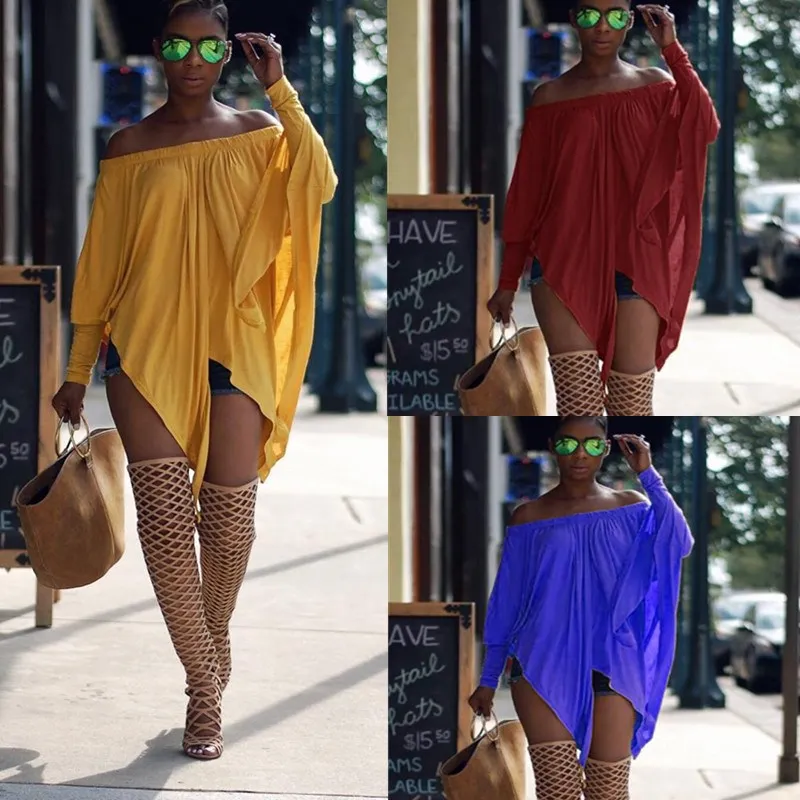 Женская футболка с вырезом лодочкой Весенняя свободная рукавом летучая мышь и