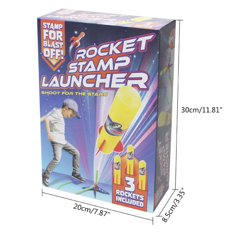 

Outdoor Sport Play Toy Stomp Rocket Launcher with Pedal Air Pump Long Range Easy Flyer Activity Center Gift for Children H055