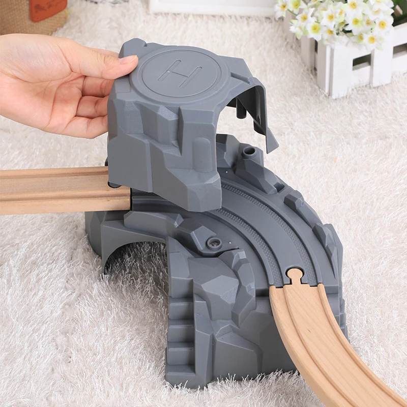 Пластиковый серый двойной туннель деревянная дорожка для поездов аксессуары