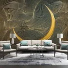 Настенные обои на заказ в китайском стиле 3D золотая линия Луна Роскошная Фреска гостиная ТВ диван самоклеящаяся водостойкая Настенная Наклейка