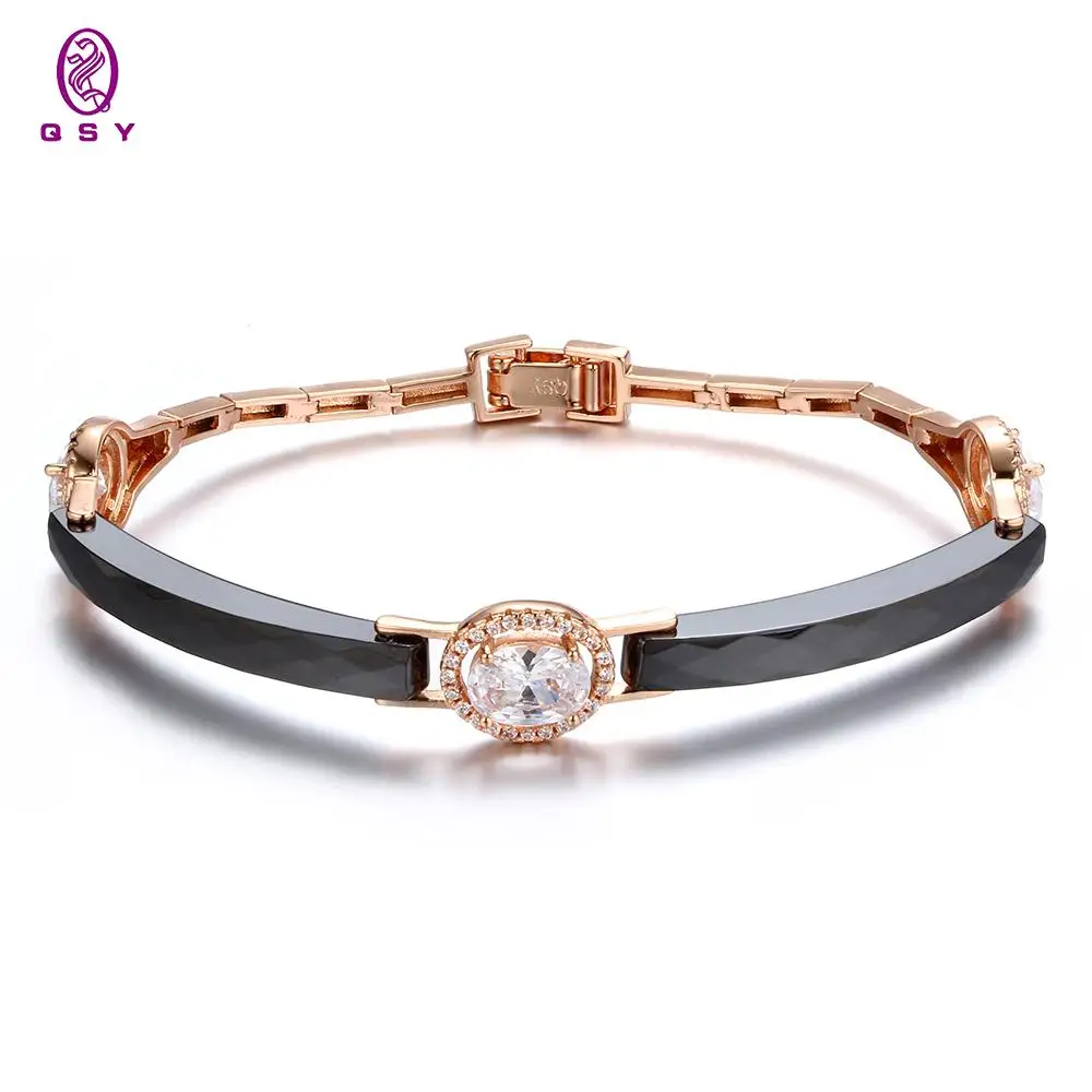 

Fashion Copper Ceramic Charm Bracelet Black White Bule For Women Party Jewelry Accessories Friend Gift And Wholesale