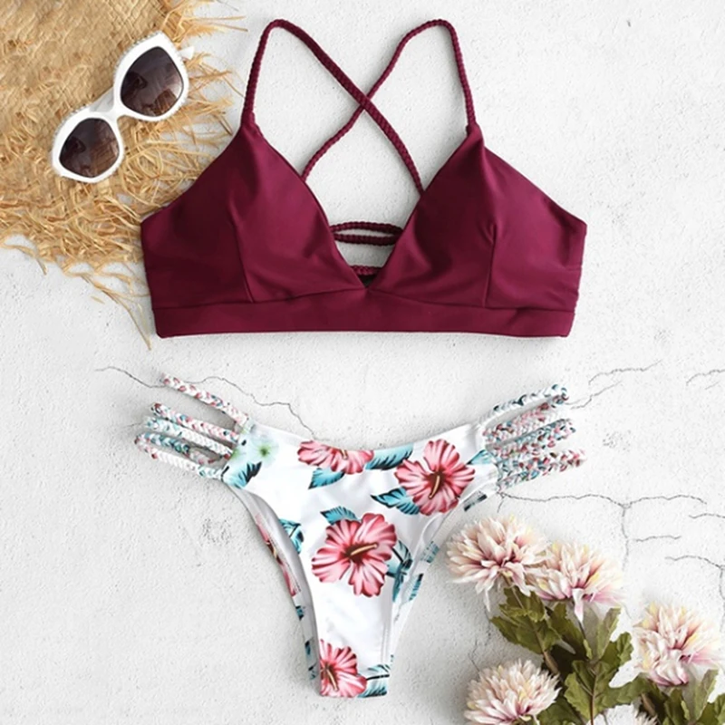 

Sexy Bikinis Women 2020 Micro Bikini Set Push Up Cut Flower Two Piece Swimsuit Female Bandage Swimwear Bathing Suit Biquini