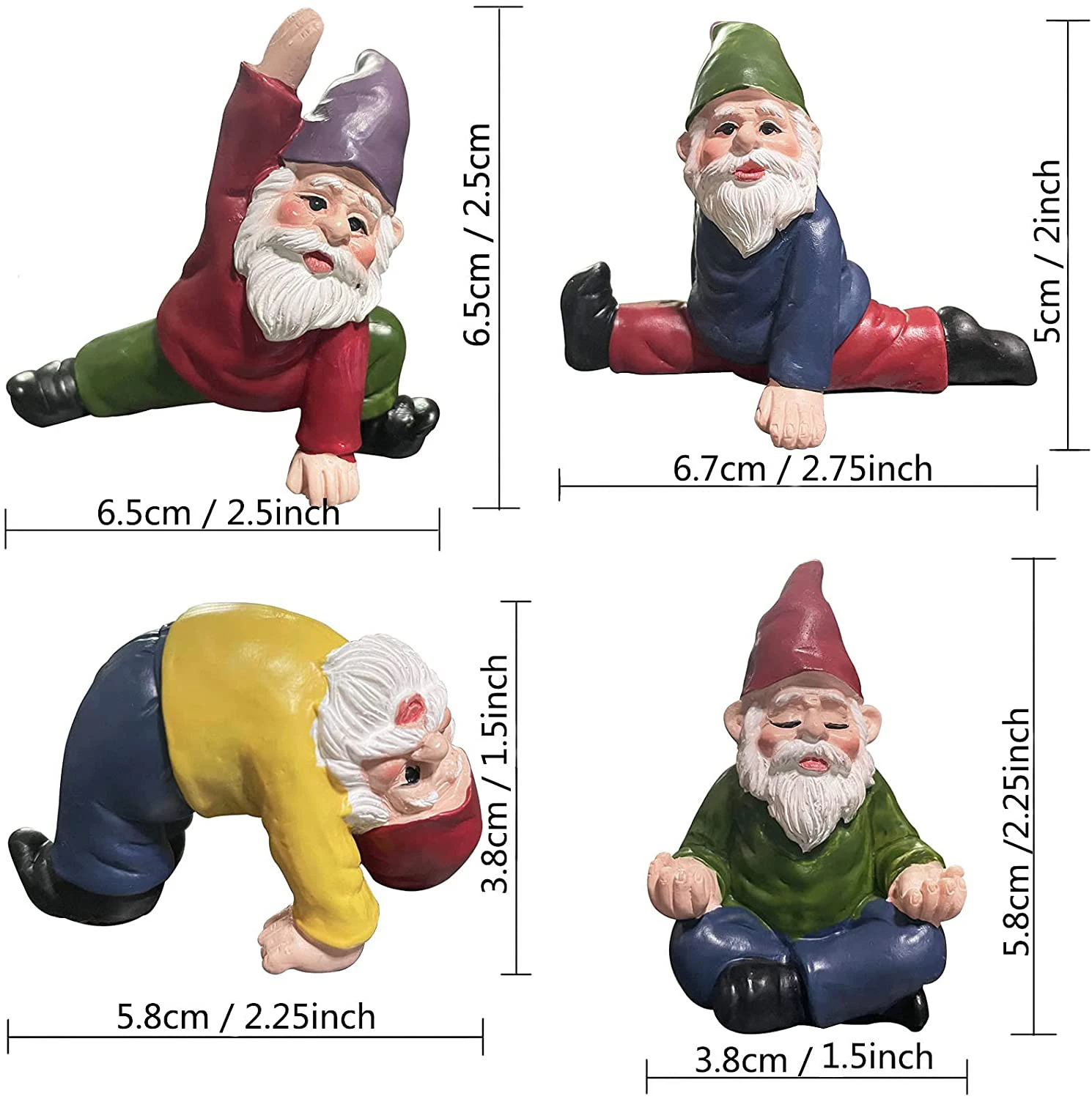 

4Pcs/Lot Yoga Gnome Garden Ornaments Elf Resin Crafts Miniature Dwarf Fairy Ornaments Potted Plants Decoration Yard Lawn Decor