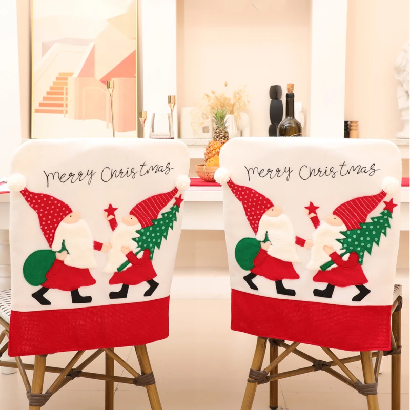 

1pcs Santa Hat Chair Covers Christmas Decor Dinner Chair Xmas Cap Sets Dinner Table Hat Chair Back Covers For Home