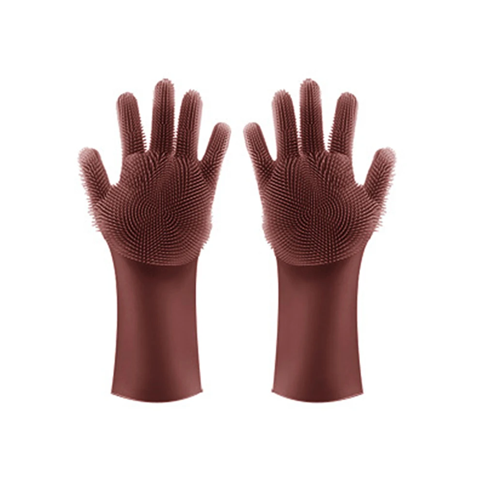 

2in1 Silicone Dish Cleaning Scrubber Gloves Dishwashing Mittens Kitchen Supplies for Ourdoor Camping Fishing