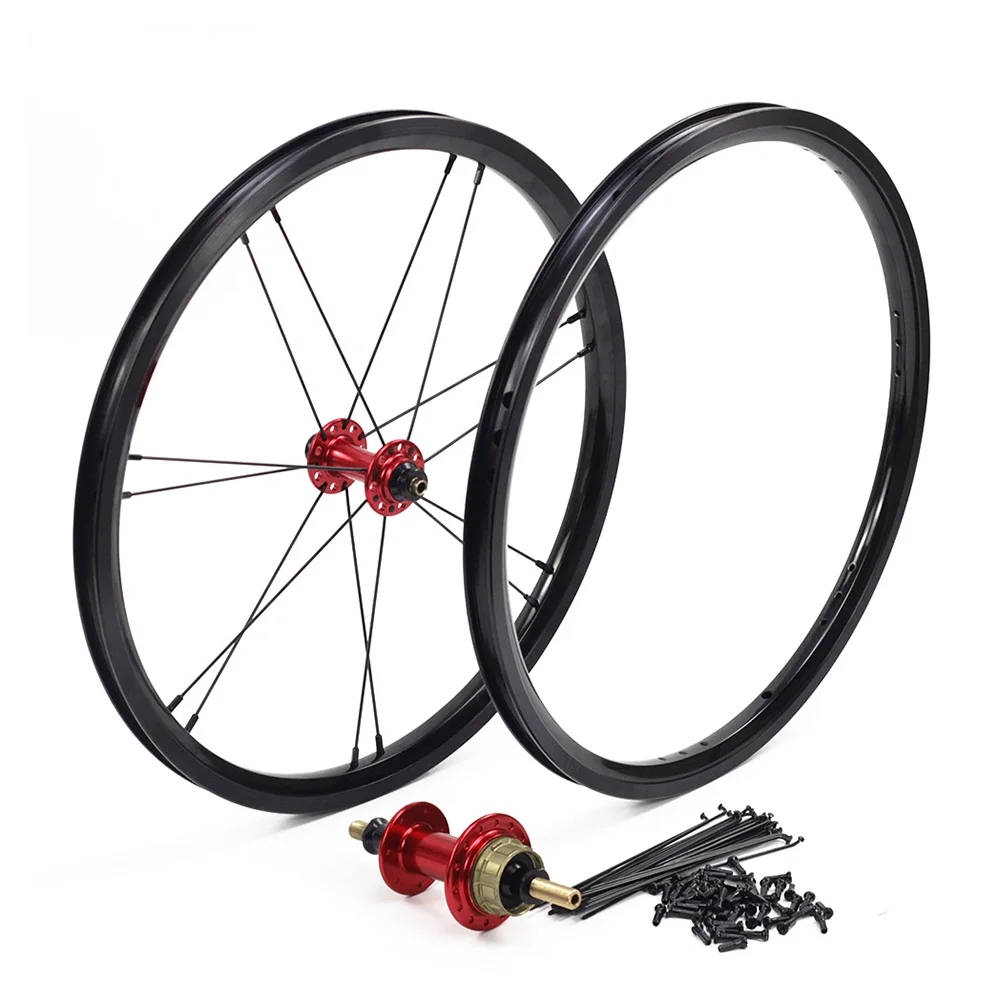 set red 14H 21H Silverock литые диски 1" 1 3/8" 349 обода тормоза NBR 14H 21H для Brompton 3sixty складной велосипед на заказ велосипед колесная множество цветов - Цвет: set red 14H 21H