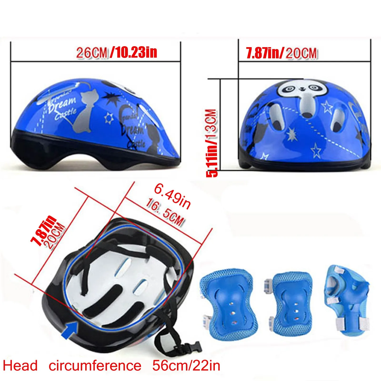 

7pcs/set Children's Skateboard Helmet Protective Equipment Kids 7-in-1 Adjustable Protective Knee Wrist Guard Elbow Pad Set#40
