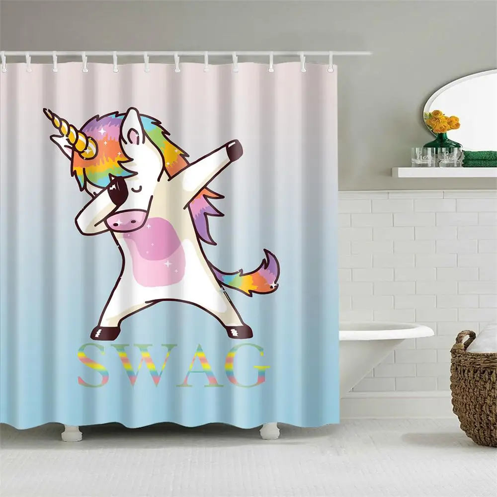 Забавная занавеска для душа в мультяшном стиле забавное украшение ванной