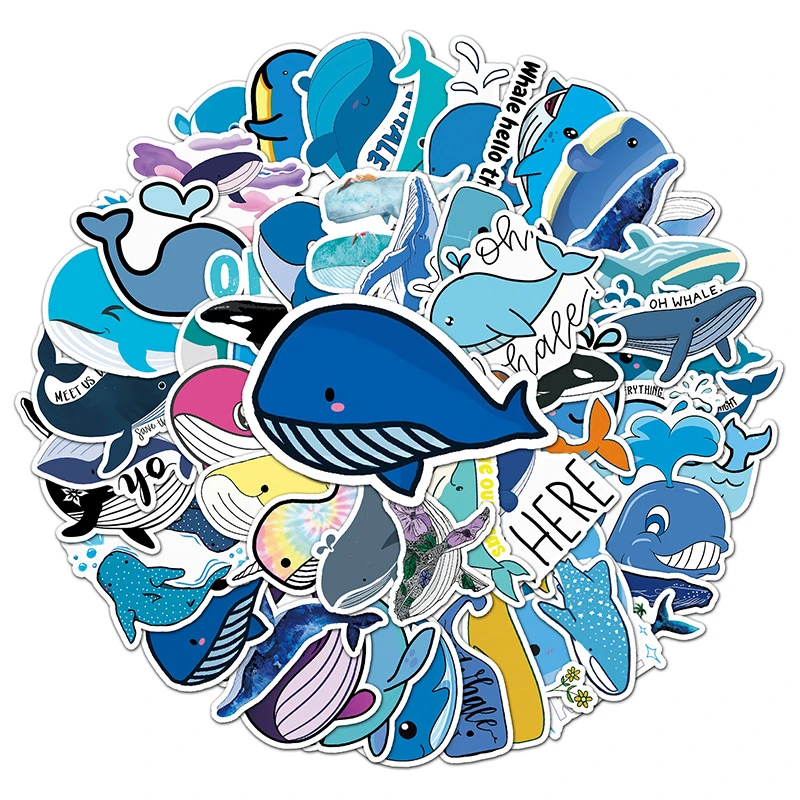 

50pcs Whales Lovely animals Cartoon Animation Sticker ForComputer Motorcycle Skateboard Guitar Toy Game Machine Children Gift