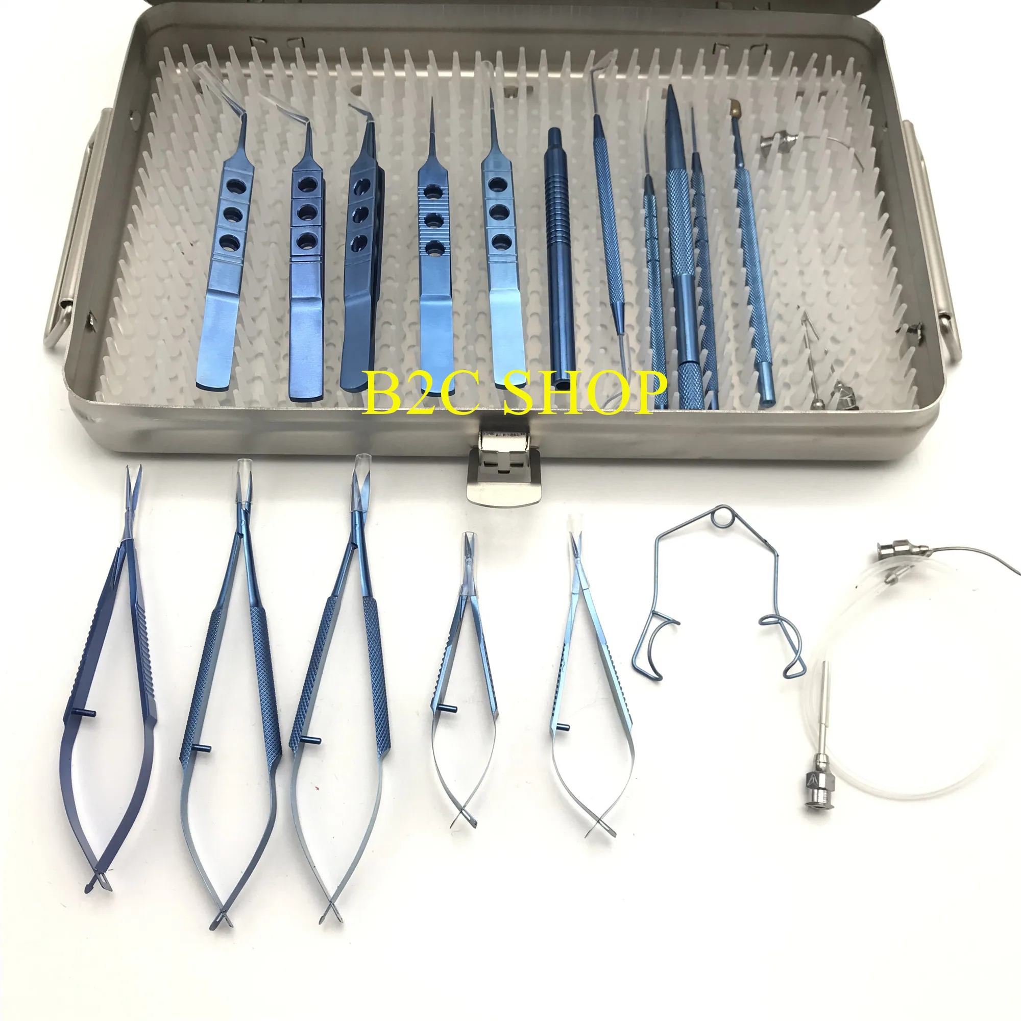 A set 230x145x35mm 21 шт. титановая катаракта набор глаз с лотком для стерилизации коробка cas офтальмологические хирургические инструменты - Цвет: A set 230x145x35mm