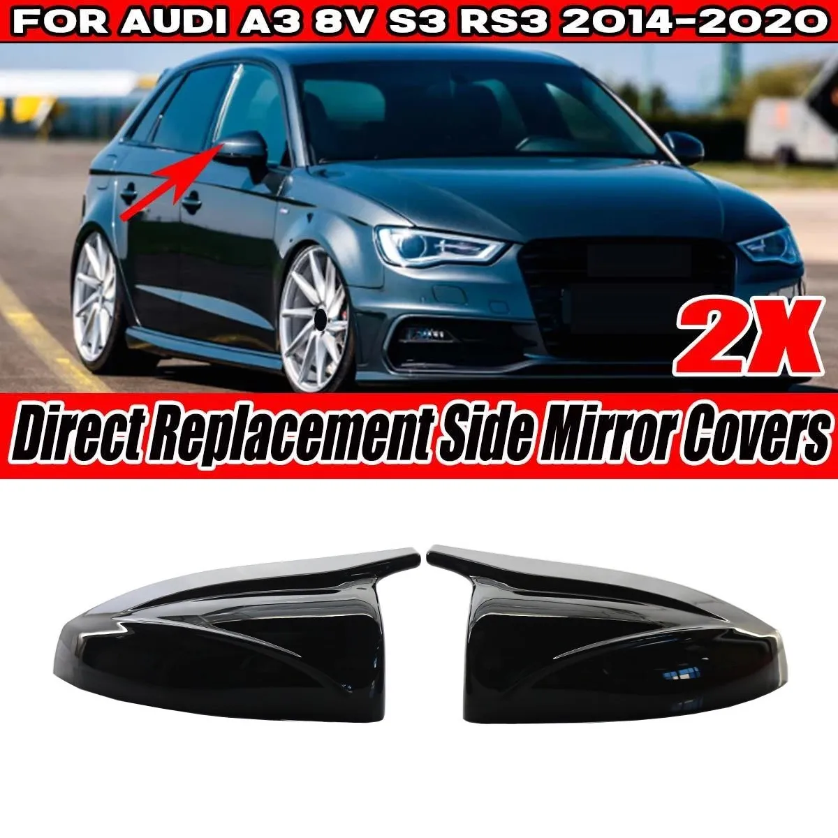 

1 пара, крышка для зеркала заднего вида Audi A3 8V S3 RS3 2014-2020