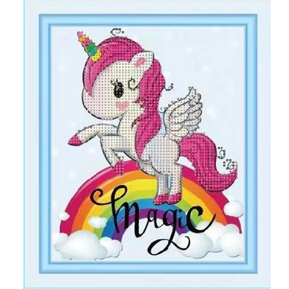 

Crafts 5D DIY Diamond Painting Cartoon Unicorn Round Drill Magic Unicorn Rhinestones Cross Stitch Home Decor Kids Christmas Gift