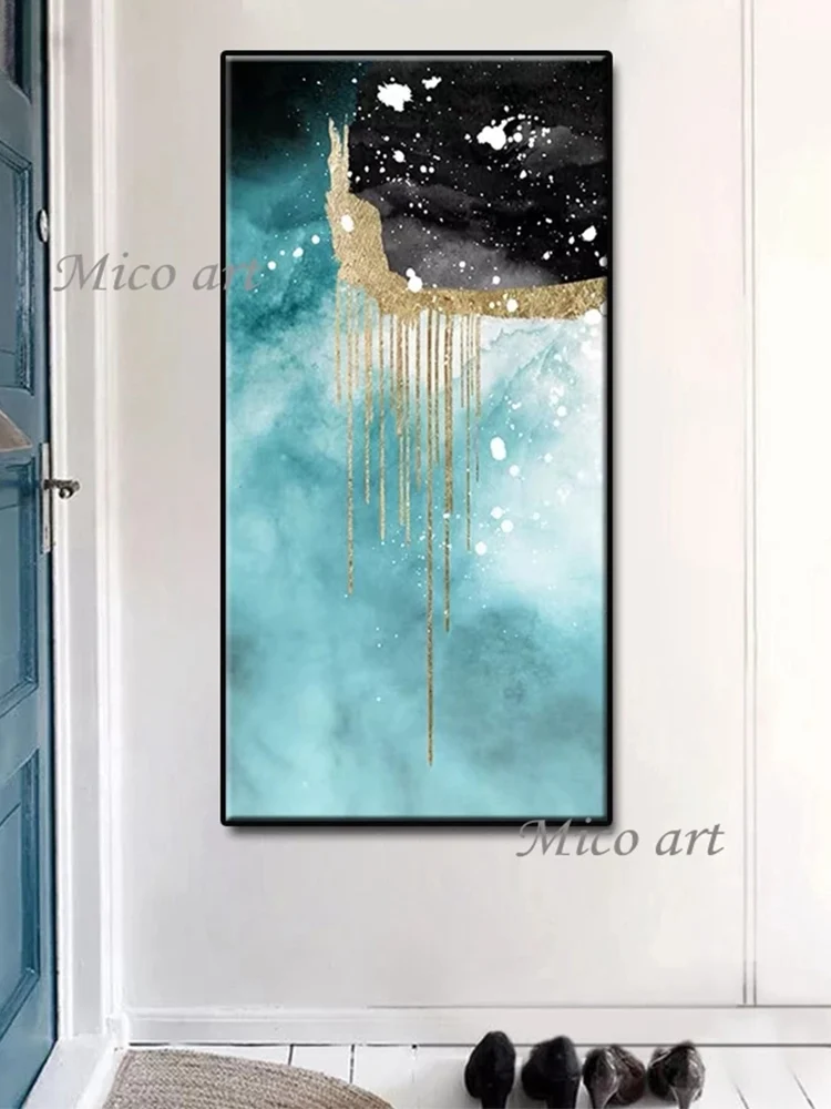 Новое поступление абстрактная красочная Золотая фольга картина маслом