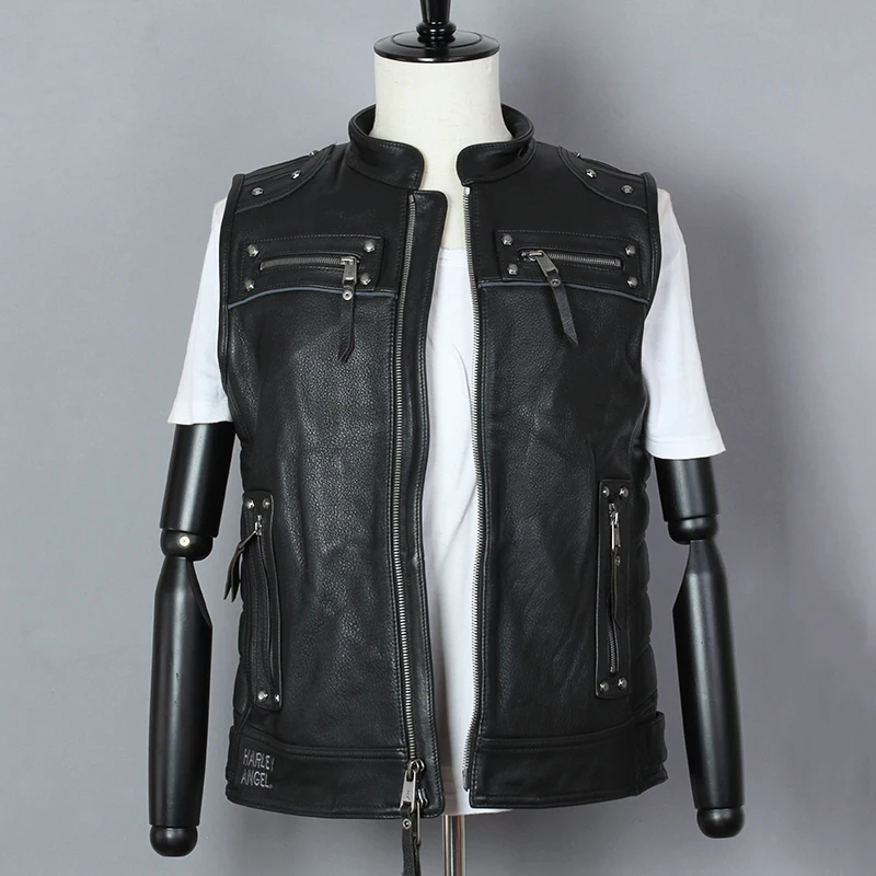 2020 Модный Профессиональный мотоциклетный Байкерский жилет из воловьей кожи