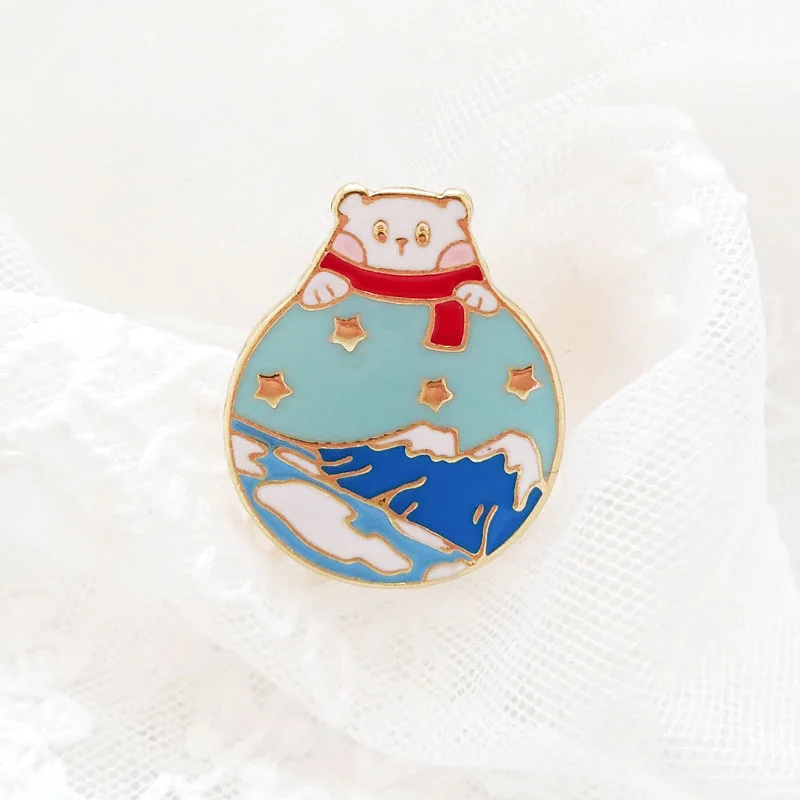 Carvejewl Korea design new Animal Cat Bear Snow Mountain Cactus Cartoon Astronaut Planet enamel Brooch wholesale Fashion Jewelry | Украшения