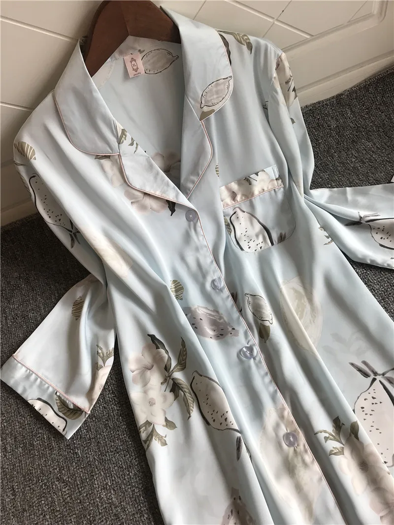 2020 новые принтованные ночные рубашки и шелковая ночная одежда для женщин женское
