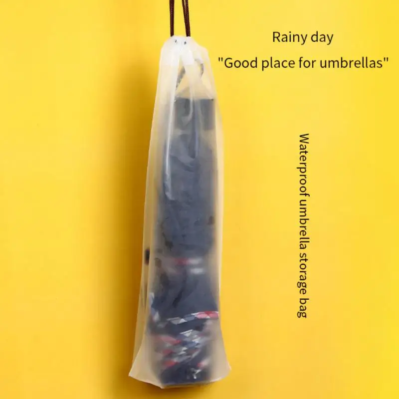 

Matte Translucent Plastic Bag Umbrella Storage Bag Reusable Portable Umbrella Drawstring Storage Cover Home Storage Organizer