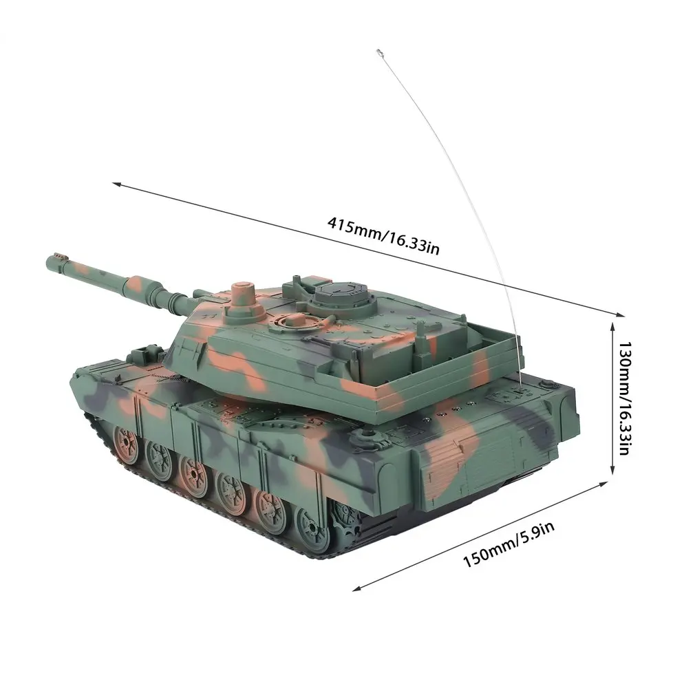 

1:14 4Ch Simulation Rc Military Tank Turret Rotation Light & Music Remote Control Model Long Distance Control Kids Toy Gift