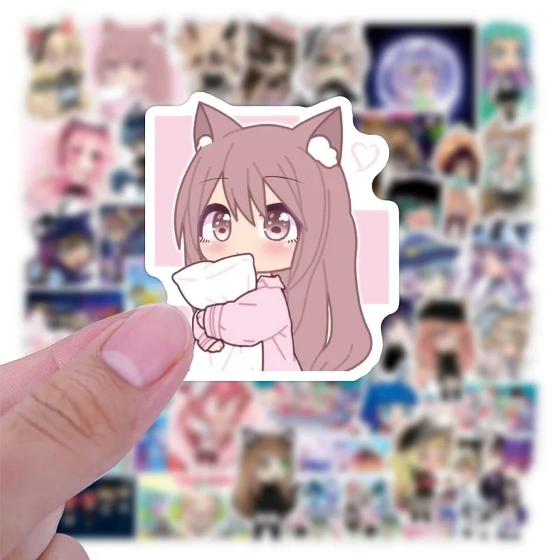 Gacha Life-pegatinas de dibujos animados para ni&ntilde;os, pegatinas de maleta para cuadernos Decoraci&oacute;n Para refrigerador, juguetes impermeables, 10/50 Uds.-2