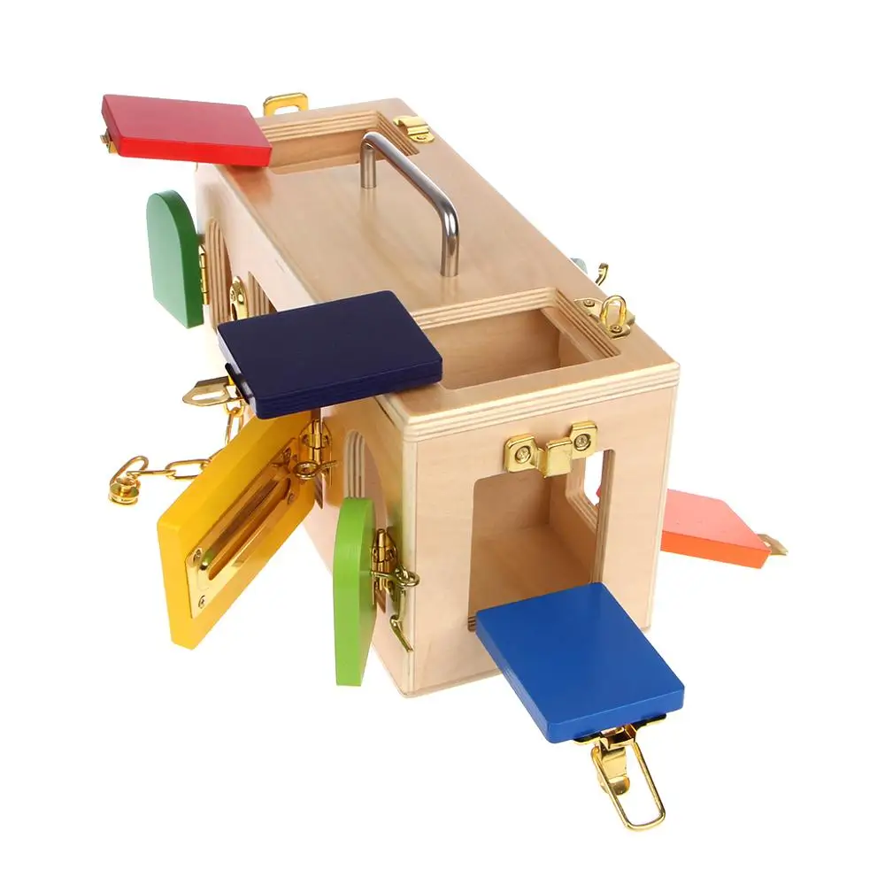 

Montessori Colorful Lock Box Kids Children Educational Preschool Training Toys 24BE