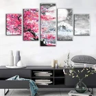 Печать на холсте, Постер для гостиной, Современная Настенная картина, пейзаж, розовая Сакура, Модульная картина для украшения дома