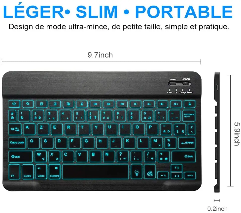 Клавиатура Zienstar AZERTY аккумуляторная с поддержкой Bluetooth и светодиодный Ной