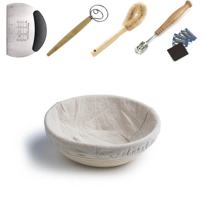 10 дюймовая круглая корзина для хлеба ферментации набор выпечки + нож хромой