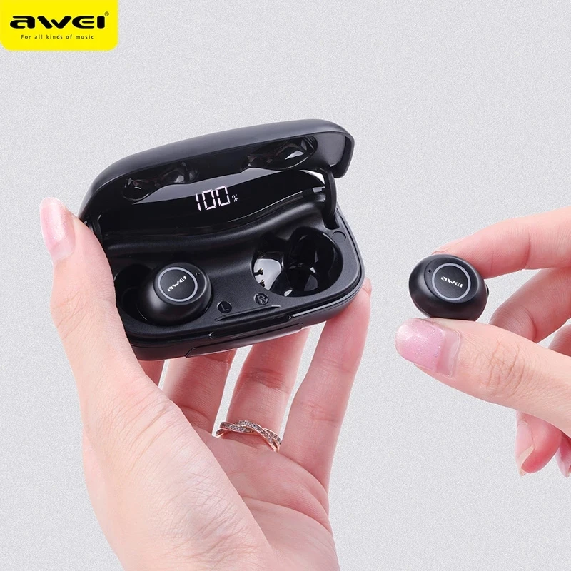 

Водонепроницаемые Беспроводные Наушники AWEI T19, TWS, Bluetooth-совместимы, 5,0, Hi-Fi, звук, двойной микрофон