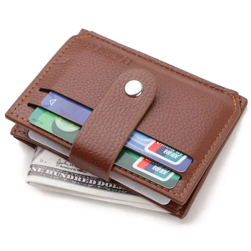 

THINKTHENDO Fashion Leather Men Slim Money Case Credit Card Holder Coin Pocket