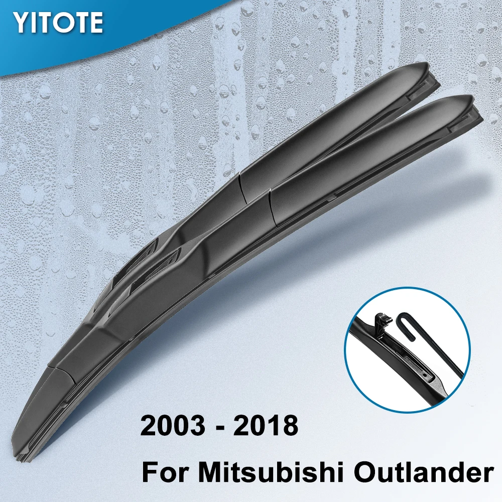 

YITOTE Windscreen Hybrid Wiper Blades for Mitsubishi Outlander Fit Hook Arms Model Year From 2003 to 2018