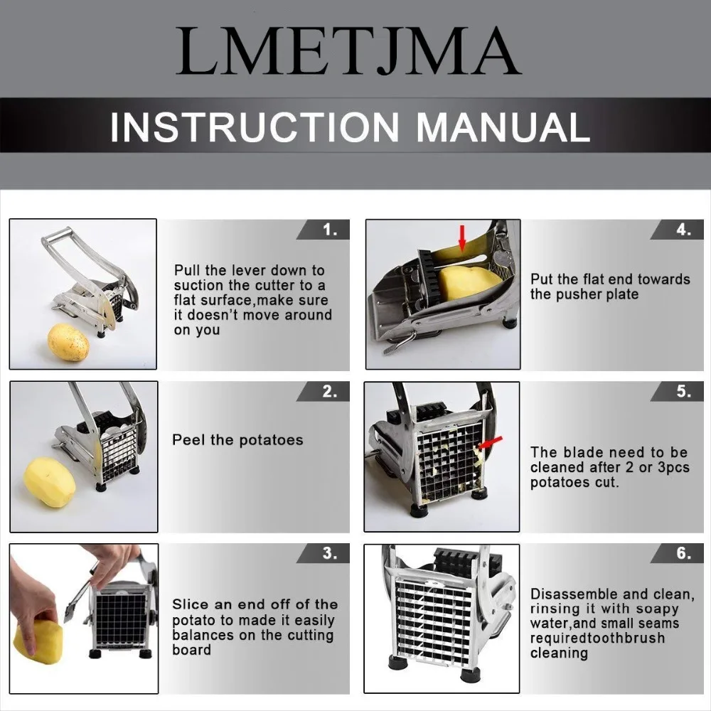 

French Fry Cutter with 2 Blades Stainless Steel Potato Slicer Cutter Chopper Potato Chipper For Cucumber Carrot