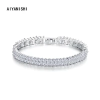 aiyanishi 18k gold filled tennis bracelets iced out leaves sona diamond wedding bracelet for women tennis bracelet party gifts