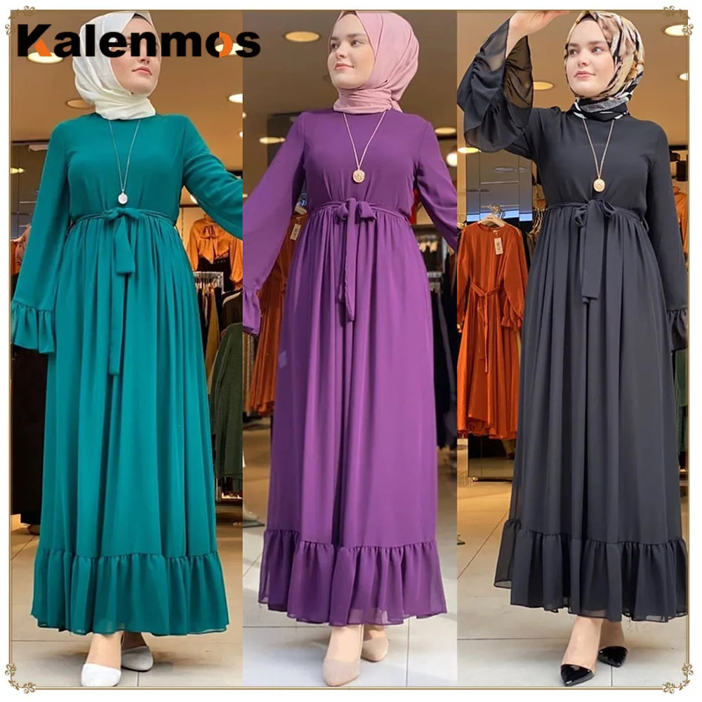 Женское платье в мусульманском стиле с оборками|Мусульманская одежда| |