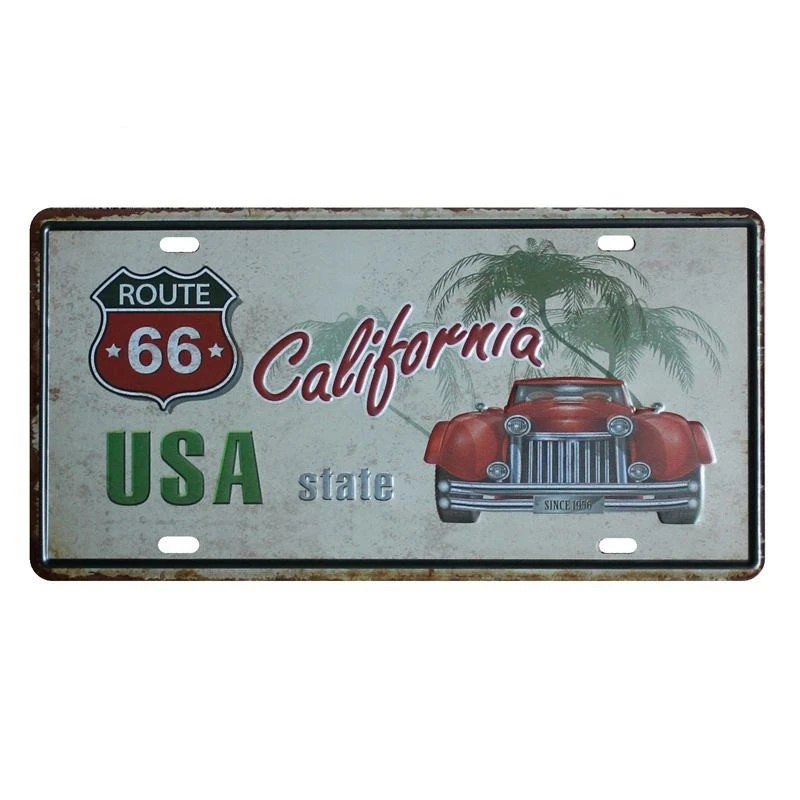 

USA CALIFORNIA CAR License CAR PLATE Metal Tin Sign Shabby Poster Bar pub home Wall Decor Shabby Metal Art Plaque Retro Painting