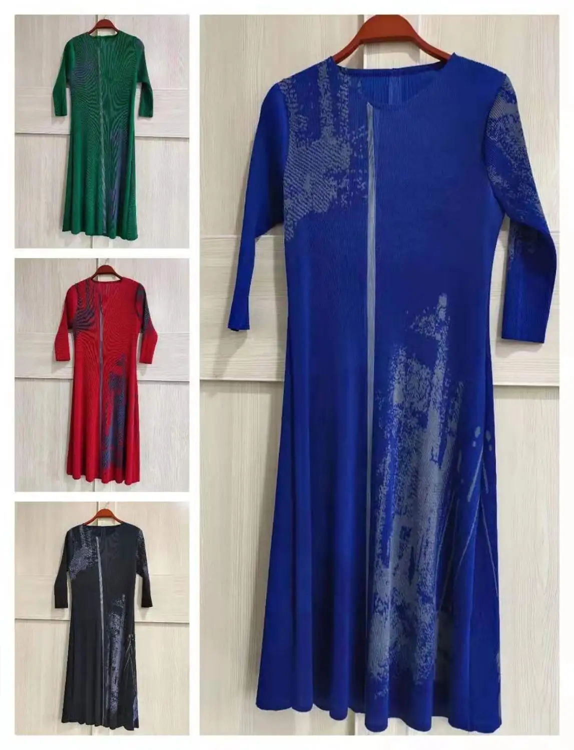 

Women Pleated Print Big Size Dress