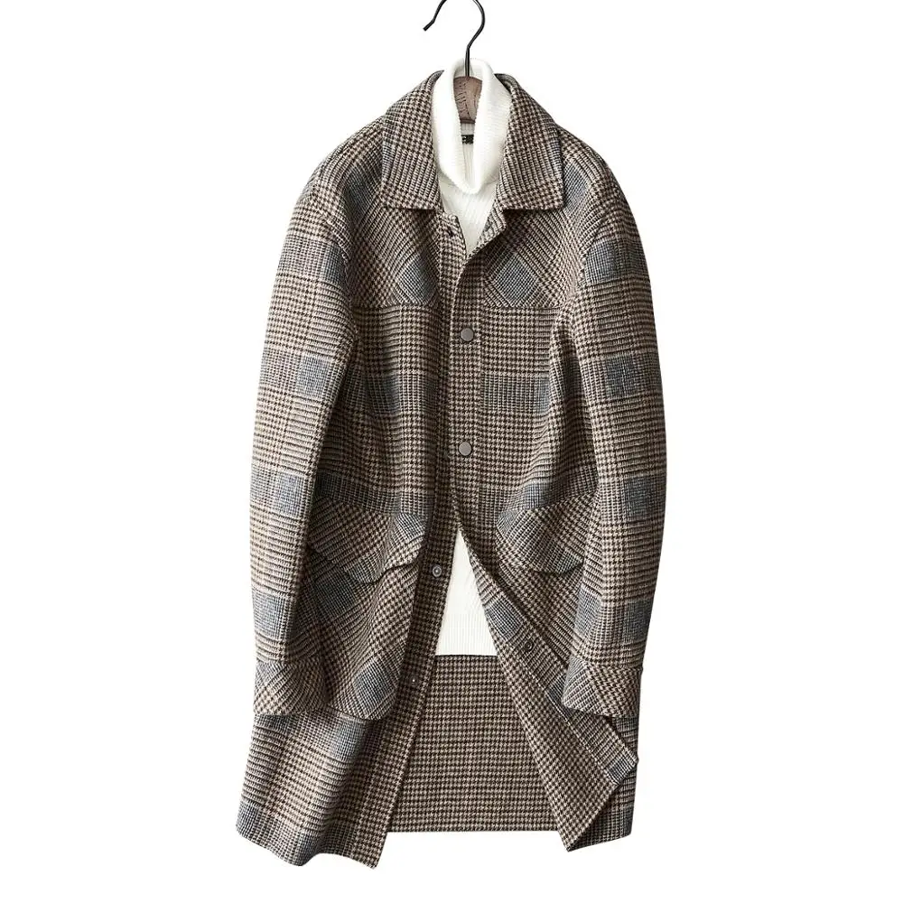 

2019 Winter New Brand Great Designer Men's Long Coat Top Quality Material Wool Overcoat Jacket Woolen Mans trench coat#1966