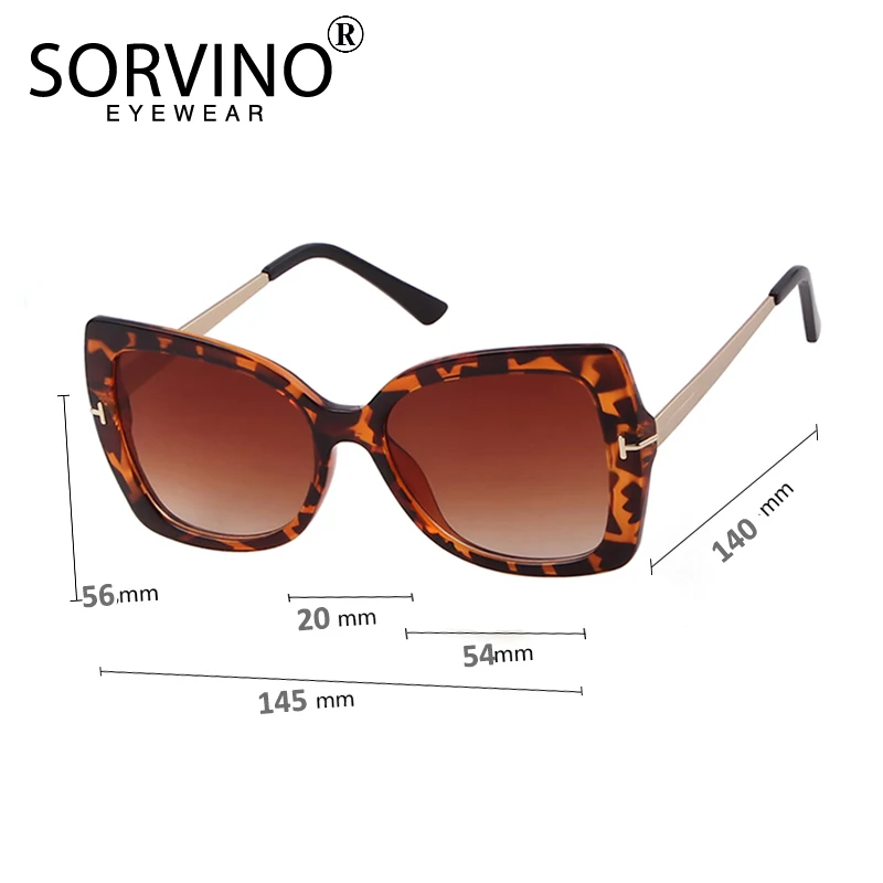 Женские очки от солнца SORVINO большие квадратные солнцезащитные в стиле ретро