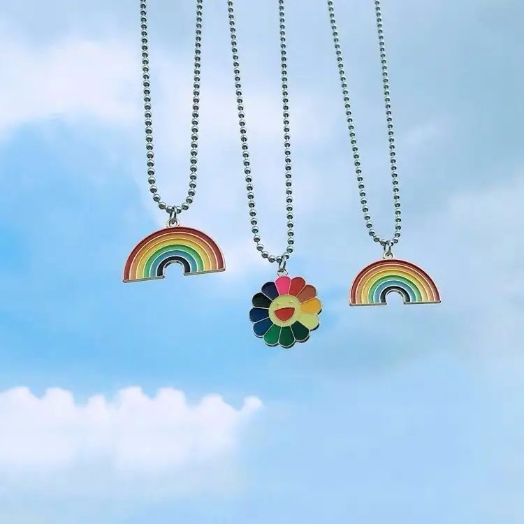 Модные titanium стали Радужный Флаг ЛГБТ ожерелье Простой подсолнухом Best friend пара
