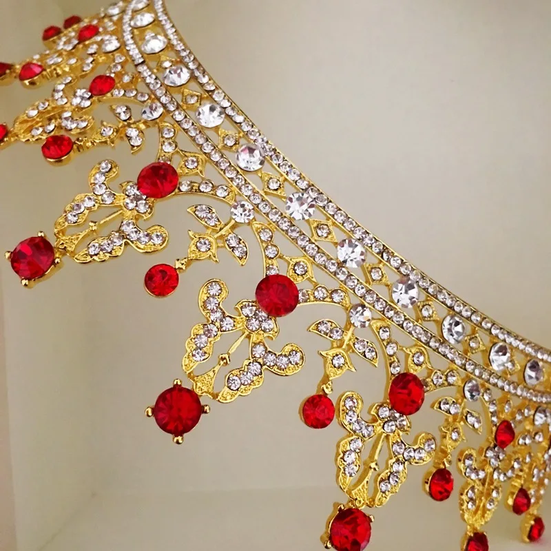 Luxury Wedding Bridal Crystal Tiara Crowns Princess Queen Pageant Prom Rhinestone Veil Headband Hair Accessory Red | Украшения и