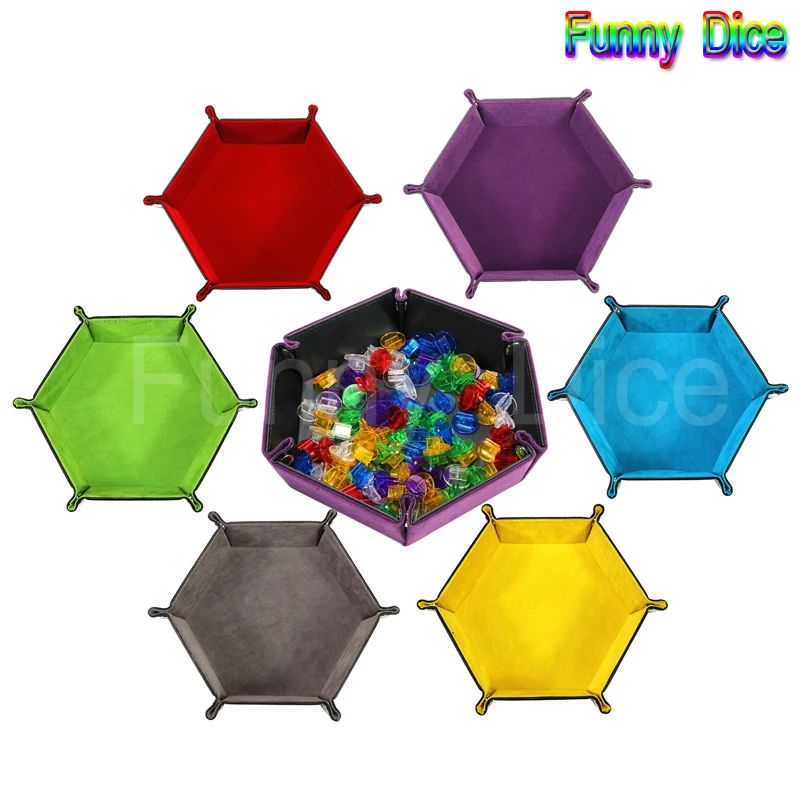 Игральные кости из искусственной кожи складной шестигранник 6 цветов лоток