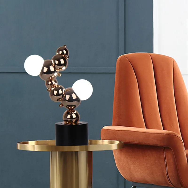 

LED Art Caterpillar Design Stainless Steel Ball Table Lamp Nordic Style Bedroom Bedside Parlor Studio Bar Desktop Decor Lighting