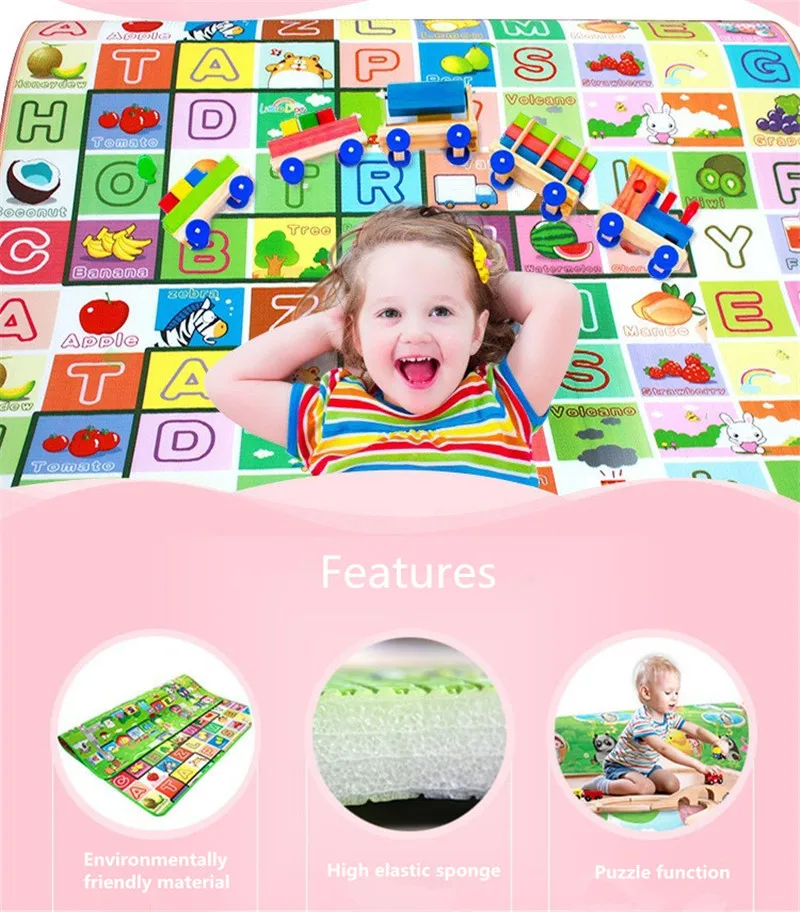 Baby Play Mat Crawling mat Double-sided Waterproof Carpet Puzzle pattern Children Developing 200*180*0.5cm | Игрушки и хобби