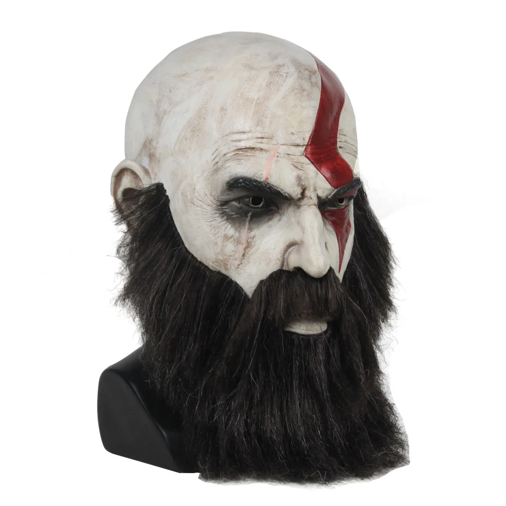 DM COS Halloween Scary Party Requisiten Spiel God Of War 4 Kratos Maske mit Bart Cosplay Horror Latex Partei Masken Helm | Тематическая