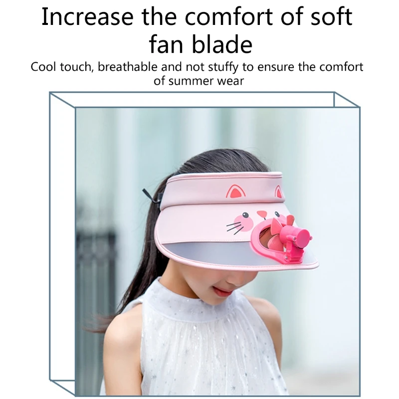

1Set Novelty Toy for Kids Ultra-long Standby Time Fan Cap Mini USB Gadget Adjustable Buckle Hat Rechargeable Cartoon Cap