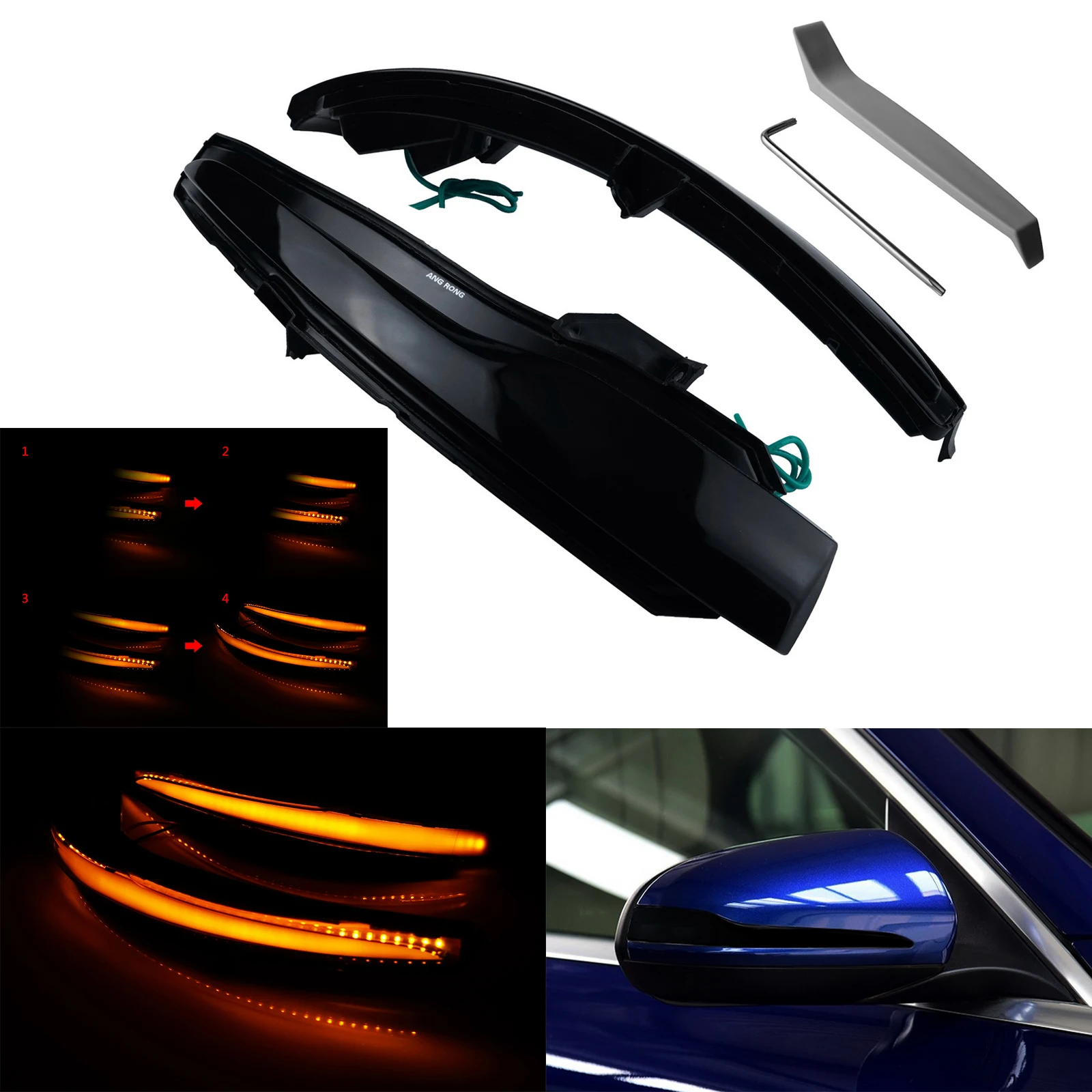 ANGRONG боковое зеркало Динамический светодиодный поворотник светильник для Mercedes