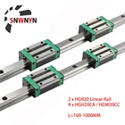 2 шт. HGR20 HGH20 20 мм квадратный линейный направляющий рельс 100-1100 мм + 4 каретки скользящих блоков HGH20CA HGW20CC для гравировки фрезерного станка с ЧПУ