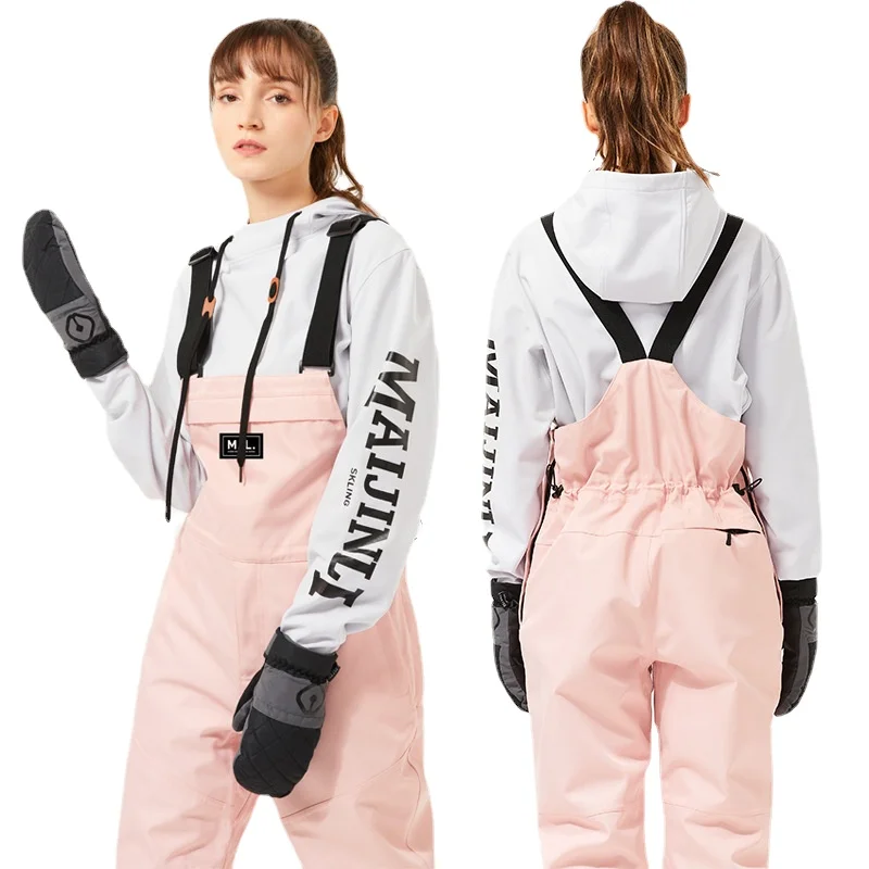 

New Men's and Women's Single and Double Board Strap Ski Pants Winter Outdoors Waterproof Wind Leg Shaping One-Piece Snow Pants