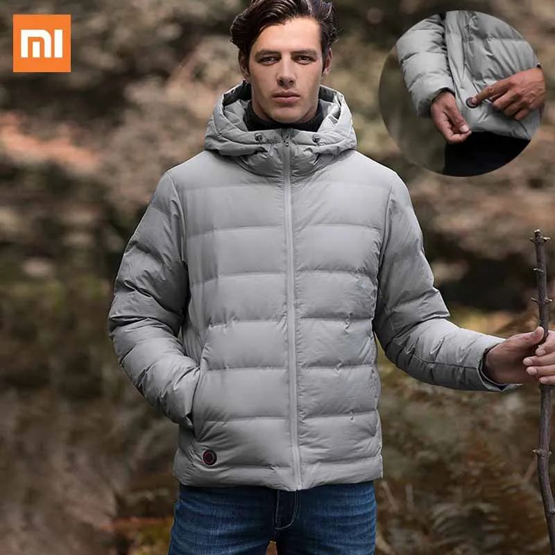 Мужской пуховик с подогревом Xiaomi осенне-зимняя Ультралегкая теплая куртка