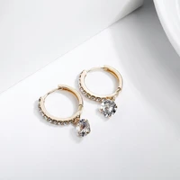 metal earrings gold rhinestone small hoop earrings ol simple geometric for women aretes femme mujer fashion jewelry korean gift