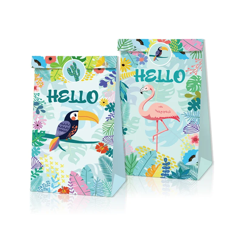 12 шт. Гавайские вечерние подарки конфеты сумки Semmuer Фламинго пляжные Бумага Baby